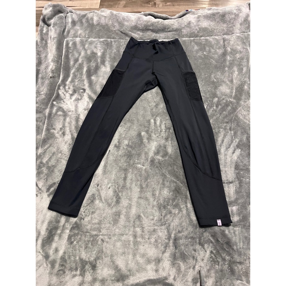 Zyia Black High Waisted Mesh Pocket Athletic Leggings Womens Small